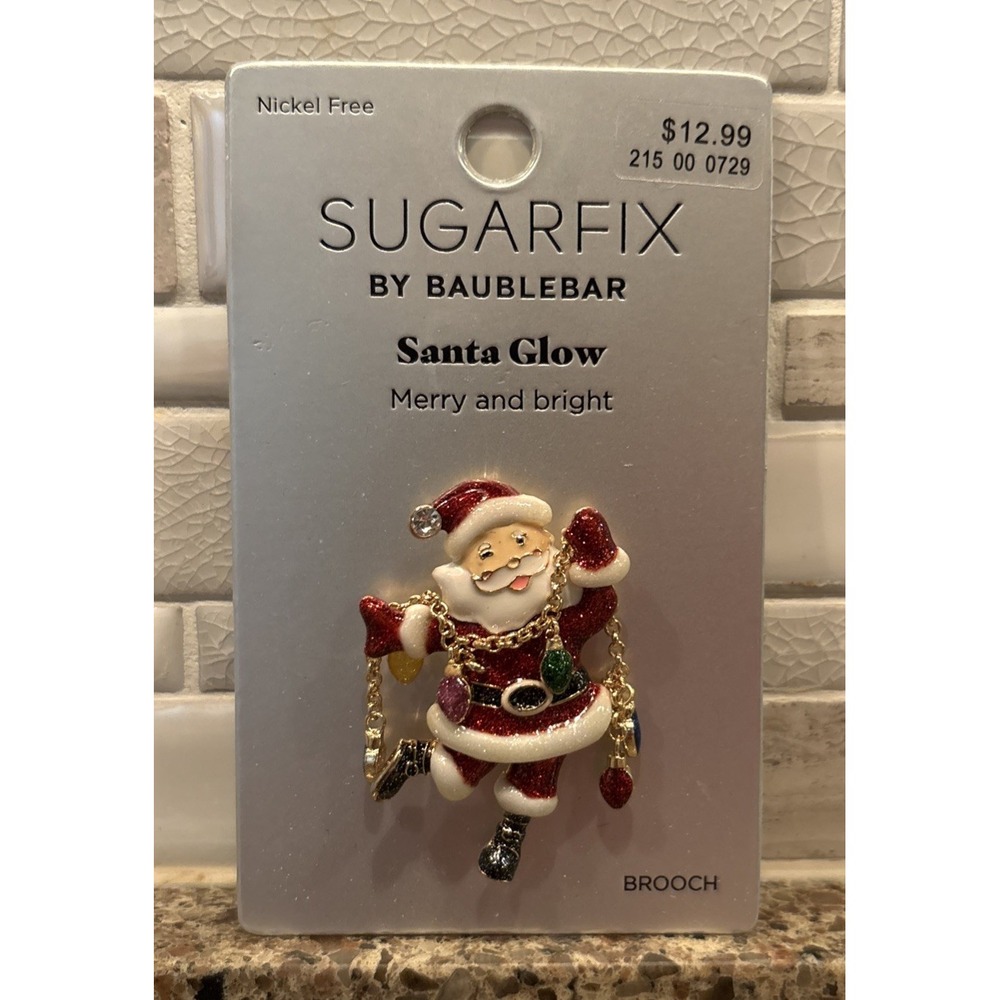 New Sugarfix by BaubleBar Santa Glow Santa Claus Christmas Brooch Merry & Bright